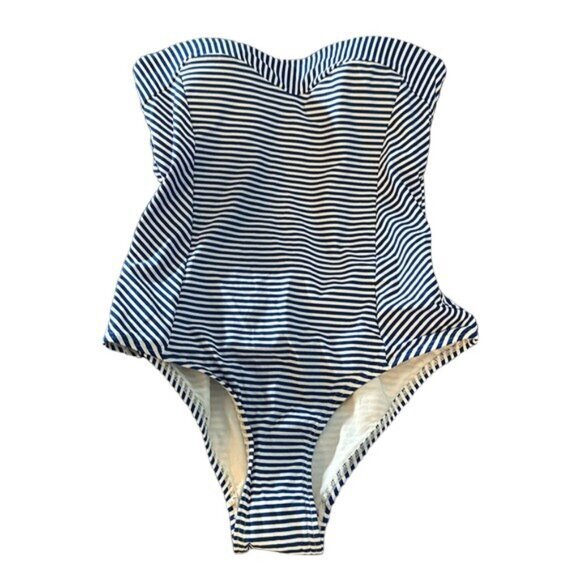 NIPTUCK Blue White Stripe Bandeau Swimsuit Multi-Cup Azure Size 4 NWT #2490 - Picture 1 of 6